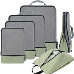 BAGAIL 4 Set/6 Set/8 Set Compression Packing Cubes Travel Accessories Expandable Packing Organizers (Half Mesh, 6-Matcha Green)