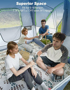 JOYTUTUS SUV Tent with Screen Porch and Awning for Family Camping, 60% More Space Car Tent for 5-9 Person, Dual-Use SUV or Camping with Rainfly, Double Door, Starry Sky Roof, Fit for SUV Car Van