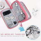 Skycase Electronic Organizer Travel Case - Waterproof Travel Cord Pouches for Organization, Cable Organizer, All-in-One Double Layers Storage Bag for Accessories, Charger, Cable, Pink- Large