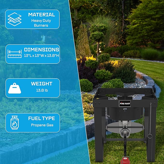 50,000 BTU High-Pressure Propane Burner - Adjustable Single Burner Propane Stove with CSA Certified 10PSI Regulator for Outdoor Camping, Backyard Cookouts, Tailgating, Fishing, and Hunting