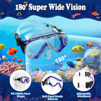 U PHITNIS Kids Snorkel Set for Age 4-14 - Dry Top Snorkeling Gear for Kids Junior & Youth - Childs Diving Mask with Big Eyes for Boys Girls - Anti-Fog Snorkeling Mask and Snorkel Set