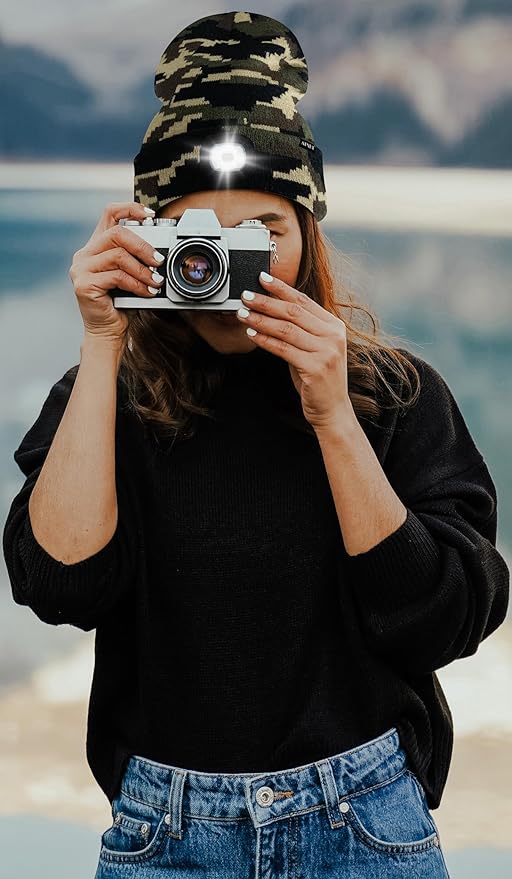 ATNKE LED Lighted Beanie Hat,USB Rechargeable 4 LED Running Headlamp Bright Cap with The Light Gifts for Men and Women