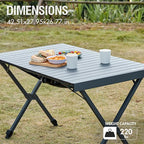 PORTAL Folding Outdoor Camping Table with Adjustable Height, Aluminum Roll-Up Top and Carry Bag, Big Large Portable Tables for Picnic, BBQ and Tailgating, Dark Gray