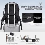 PIJUSHI Travel Backpack for Women Men Expandable Carry on Luggage Backpack Airline Approved Personal Item Laptop Bag(PE034 Black)