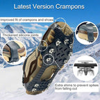 Ice Cleats for Shoes and Boots,Silicone Crampons,11 Stainless Shoe Spikes for Snow and ice,Heavy Duty Traction for Hiking,Climbing &Mountaineering,Ice Fishing (Ultra-Cold -45°C, Easy On/Off，Unisex)