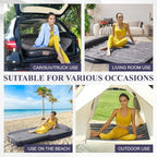 KMZ Inflatable Air Mattress with Built-in Electric Pump -Self Inflatable/Deflation Blow Up Mattress in 90 Seconds- Flocked Top Carbed with Carry Bag for Travel, Camping