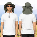 SUN CUBE Sun Hat for Men, Wide Brim Fishing Hat Neck Flap Cover Men, Women, Hiking, Camping, Sun Protection UV, Gardening