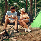 Oversized Camping Chair, Double Folding Loveseat Camping Couch with Pocket, Cup Holder and Carry Bag, Heavy Duty Portable Camping Chairs for Adults, Fishing, Sports, Trip, up to 660lbs, Black