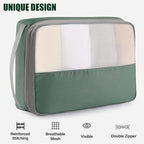 6 Set Compression Packing Cubes for Travel, Bonus Versatile Drawstring Backpack, Lightweight Luggage Organizer Bags, Sturdy Travel Accessories for Suitcase, Dark Green