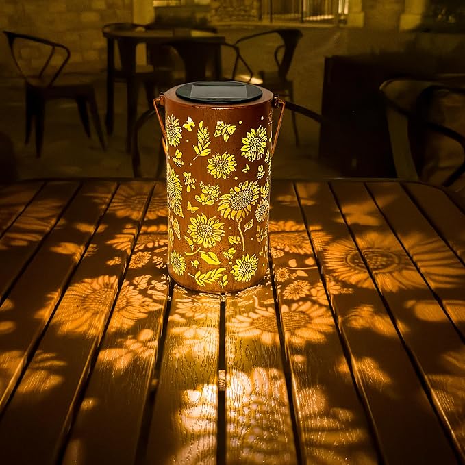 Birthday Gifts for Women Mom Grandma, Sunflower Solar Lanterns Outdoor Waterproof, Hanging Solar Lights for Yard, Patio, Porch, Garden Decor