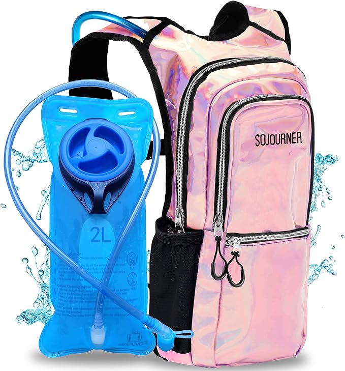 Sojourner Hydration Pack, Hydration Backpack - Water Backpack with 2l Hydration Bladder, Festival Essential - Rave Hydration Pack Hydropack Hydro for Hiking, Running, Biking, Festival Gear