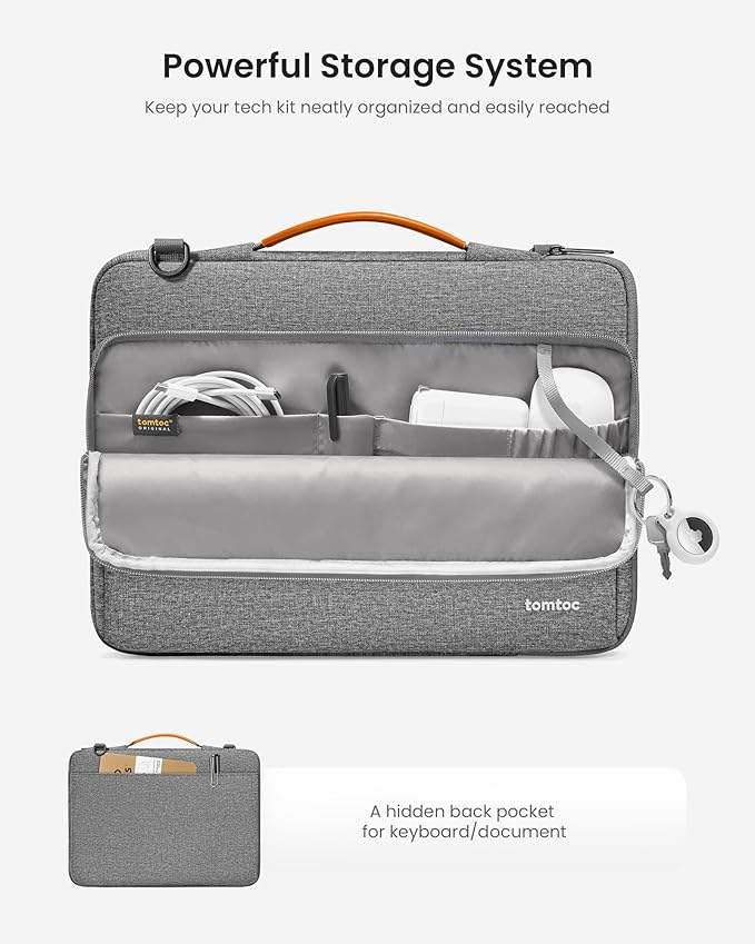 tomtoc 360 Protective Laptop Shoulder Bag for 13-inch 2025 MacBook Air M4/A3240, M3/A3113, M2/A2681, M1/A2337, MacBook Pro M2/A2686 M1/A2338, Water-Resistant Laptop Accessory Carrying Case Sleeve