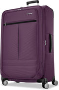 Samsonite Soft-Sided 29-Inch Lightweight Large Checked Expandable Element Suitcase: Durable, 360° Spinner Wheels, Adjustable Telescopic Handle, 2 Front & 1 Side Pocket- Purple