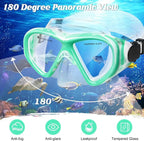 Kids Swim Goggles Snorkel Diving Mask for Boys Girls Ages 5-15, Two-Color Anti-Fog Swimming Goggles with Nose Cover