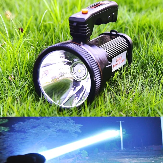 Super Bright Torch Searchlight Handheld Portable LED Spotlight USB Rechargeable Flashlight for Mining,Camping, Hiking, Fishing