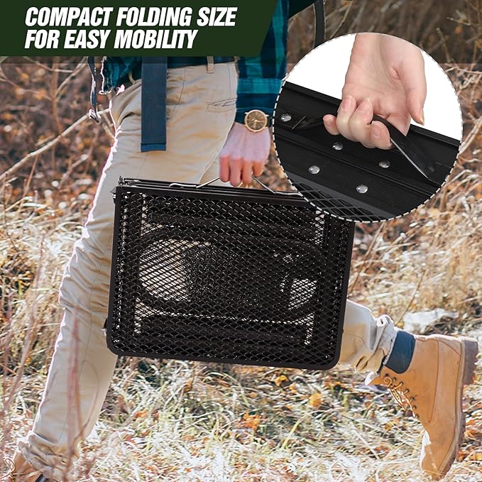 REDCAMP Small Triple fold Folding Grill Table for Outside, 3 Heights Adjustable Lightweight Portable Metal Aluminum Frame Outdoor Table for Camping Picnic Cooking BBQ, Black, 34x16 inches