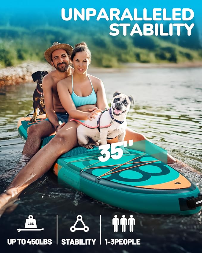 Bigfly 11'6×35" Super Wide Inflatable Stand Up Paddle Board, Ultra Stable Wide SUP for 2+1 People/Family/Big Size, 100L Backpack, All-Round Sup Board, US Big Fin