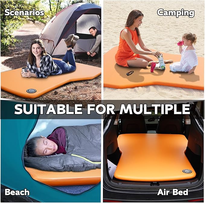 Customized for Tesla Model Y Air Mattress, Drop Stitch Portable Camping Mattress, Comfort Car Sleeping Mat with Manul Air Pump,Storage Bag, Tesla Model Y Accessories