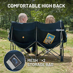 Timber Ridge Double Camping Chair, Heavy Duty Outdoor Folding Camp Couch, Loveseat Camping Chairs Perfect for Campsites, Patio/Lawn, Soccer Games or Other Youth Sports, Supports 600 lbs