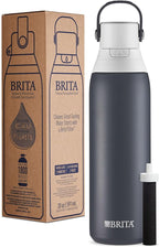 Brita Stainless Steel Premium Filtering Water Bottle, BPA-Free, Reusable, Insulated, Replaces 300 Plastic Water Bottles, Filter Lasts 2 Months or 40 Gallons, Includes 1 Filter, Carbon - 20 oz.