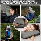 Travel & Camping Comfortable Memory Foam Pillow – Easy to Carry Portable Bag – Temperature Regulating Pillow Case (Grey)