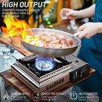 Propane or Butane Stove with Windblocker, Dual Fuel 10,000 BTU Stainess Steel Propane Stove for Camping(TANK not included)