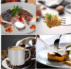 Stainless Steel Camping Cutlery Set - 8 Piece, Includes Spoons, Mugs, Bowls, Plates, Rags & Organizer Straps - Easy to Carry for Backpacking, Camping, Hiking and Picnics