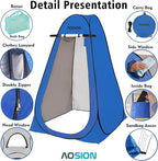 AOSION Privacy Shower Tent,Pop Up Changing Tent,Camp Bathroom Changing Dressing Room,Sun Sunshade Canopy Outdoor Rain Shelter for Camping Hiking Beach Picnic Fishing. (Blue)