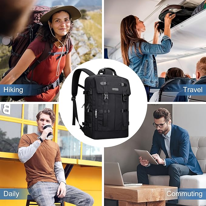 WITZMAN Travel Laptop Backpack for Men Fit 16 inch Computer Carry-on Airline Approved with USB Charging Port(B716 Black)