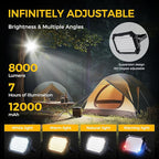 300W LED Solar Work Light Rechargeable, 8000LM LED Solar Camping Lantern, Portable Camping Lights, 4 Light Modes, IP67 Waterproof Tent Lights for Power Outages, Emergency, Hiking, Car Repair