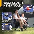 Oversized Folding Camping Chair for Adults, Supports 500 lbs – Breathable Fabric, Insulated Cup Holder, 8-Can Cooler, Padded Backrest & Seat, Storage Pouch, Carry Bag