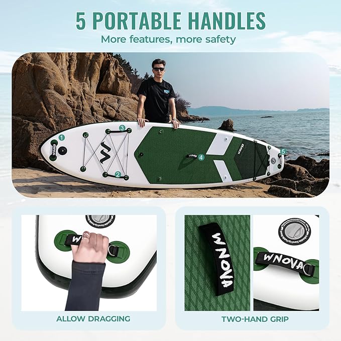 11'6"x35" Extra Wide Stand Up Paddle Board Inflatable for All Levels, 430LBS Capacity SUP Paddleboard with Complete Accessories, Double Acton Pump, Blow Up Paddle Board for Family