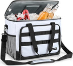 Soft Cooler Bag, 30 Cans Collapsible Cooler with Adjustable Shoulder Straps, White Ice Chest for Camping, Beach, Hiking, Picnic