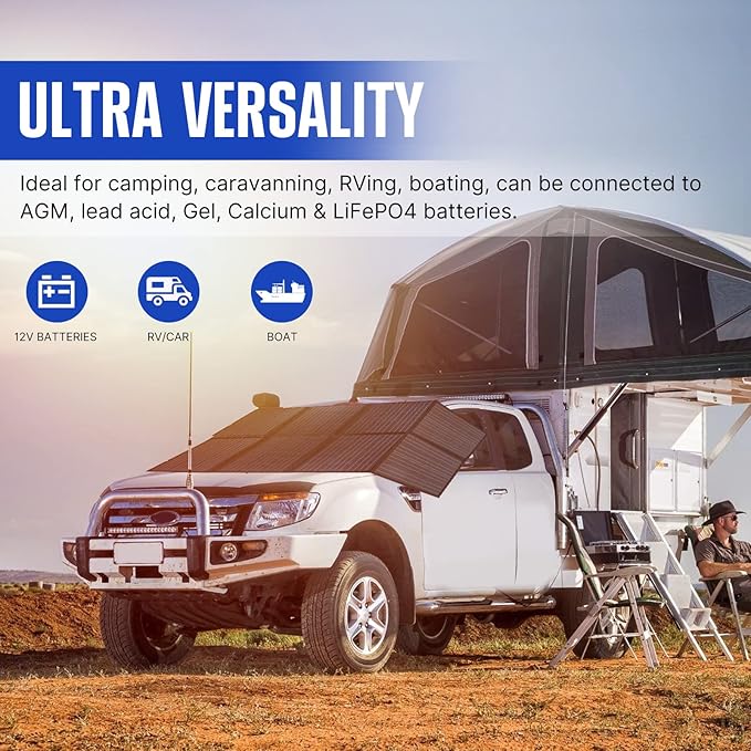 ATEM POWER 200W Portable Solar Panel - Foldable Solar Charger Monocrystalline with 20A MPPT Charger Controller 5V USB Output for 12V Batterires/Power Station Outdoor Camper RV Off Grid