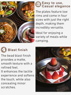 CAMPINGMOON Camping Plates 4pcs set Salad Side Dinner Plate Dishes Outdoor Tableware Stainless Steel with Canvas Case S397-1S