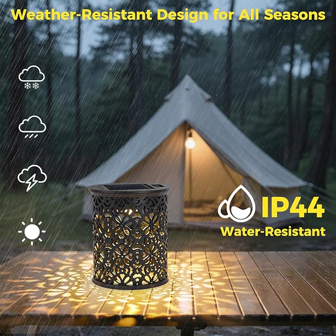 uuffoo Small Solar Outdoor Lanterns for Garden & Patio, 4-Pack Decorative Lantern Lights Solar-Powered, Hollow-Out Design, Auto On/Off, Weather-Resistant, 8-Hour Warm Ambient Lighting