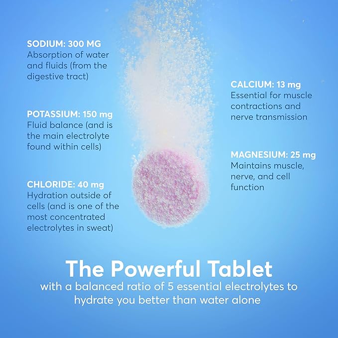 Nuun Sport Electrolyte Tablets with Magnesium, Calcium, Potassium, Chloride & Sodium, Gluten Free & Vegan, Tri-Berry, 4 Pack (40 Servings Total)