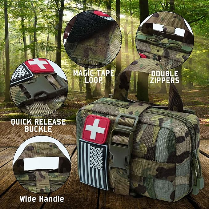 Upgrade Molle Rip Away Ifak Pouch, Tactical Small Belt First Aid Pouch Medical Utility EMT Pouch Only