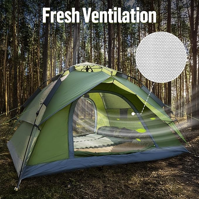 Night Cat Instant Popup Tents 2-3 Persons with Footprint Tarp Easy Setup Camping Tent with Rainfly Double Layers Waterproof Automatic Hydraulic Mechaism