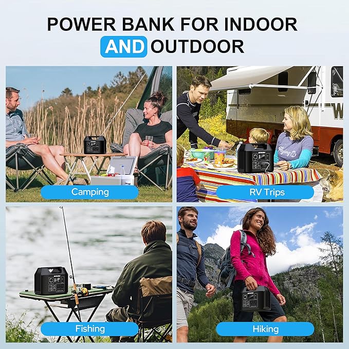 SinKeu Portable Power Station, 256Wh LiFePO4 Battery, 300W Solar Generator for Home Use, Power Bank with AC Outlets Pure Sine Wave for Camping, RV, Emergency Backup