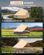 KingCamp Canvas Bell Yurt Tents, 4 Seasons Large Waterproof & Windproof Luxury Glamping Tent w/Stove Jack for Family Outdoor Camping, Hunting, Parties