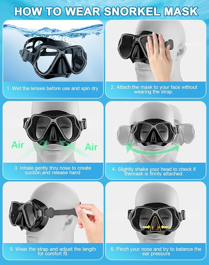 Greatever Dry Snorkel Set,Panoramic Wide View,Anti-Fog Scuba Diving Mask,Professional Snorkeling Gear