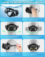 Greatever Dry Snorkel Set,Panoramic Wide View,Anti-Fog Scuba Diving Mask,Professional Snorkeling Gear
