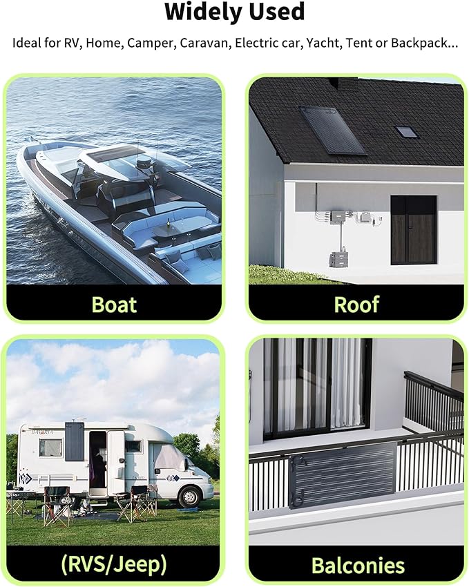 Greenmagic 100W 12V Flexible Solar Panel Ultra Thin Ultra Lightweight Off-Grid Charger for Marine RV Cabin Van Car Uneven Surfaces