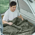 Camping Blanket - Packable, Ultra Warm and Lightweight with Snap Button Backpacking Quilt, for Sleeping, Outdoors, Travel, and Indoor Use - Olive Green