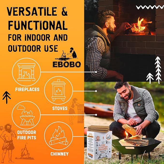 240 pcs Fire Starter Cubes – Natural Wax-Based, Odorless & Non-Toxic – Quick Ignition for BBQ Grill, Fireplace, Wood Stove, Fire Pit & Camping – Easy, Mess-Free Lighting