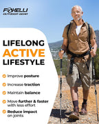 Foxelli Trekking Poles – Lightweight Collapsible Aircraft Grade Aluminum Hiking Poles with Cork Grips Quick Locks & All-Terrain Accessories – Pair of 2