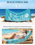 LANE LINEN Beach Towels 6 Pack, Oversized Pre-Washed Large Stylish Pool Towels for Adults, Quick Dry Lightweight Travel Towel, 39"x71" - Coral Beach