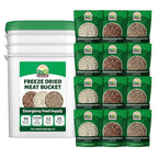 92 Serving Freeze Dried Meat Bucket | Premium Emergency Food Supply Contains 1,352g Protein | Survival Food 25 Year Shelf Life | Backpacking Meals, Prepper Supplies | Valley Food Storage