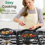 Chef Power Ceramic Nonstick Cookware Set 19 Piece with Detachable Handle, Induction Dishwasher Oven Safe Pans and Pots Set, RV Kitchen Set Removable Handle, Rock Stone Black